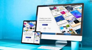 DIY website builder templates on laptop